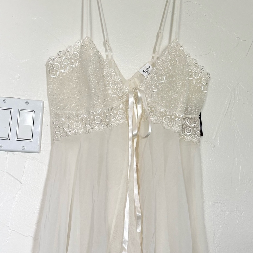 Authentic Original Vintage Style Cream Lace Chemise - Picture 3 of 10